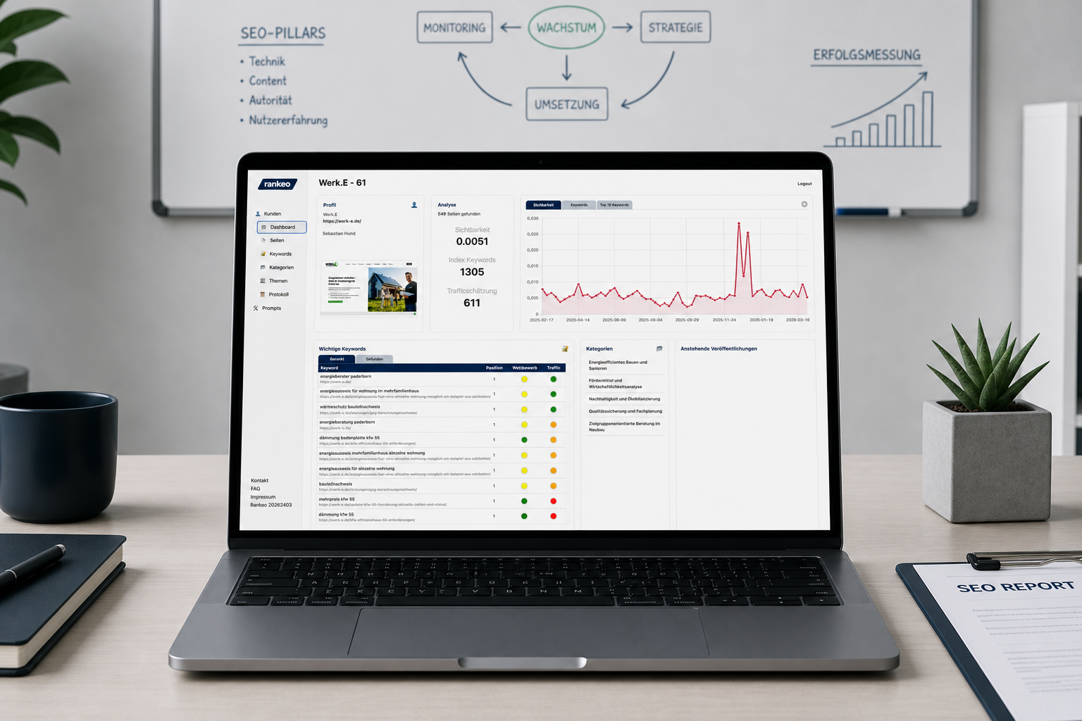 Rankeo Dashboard für Unternehmensberatungen